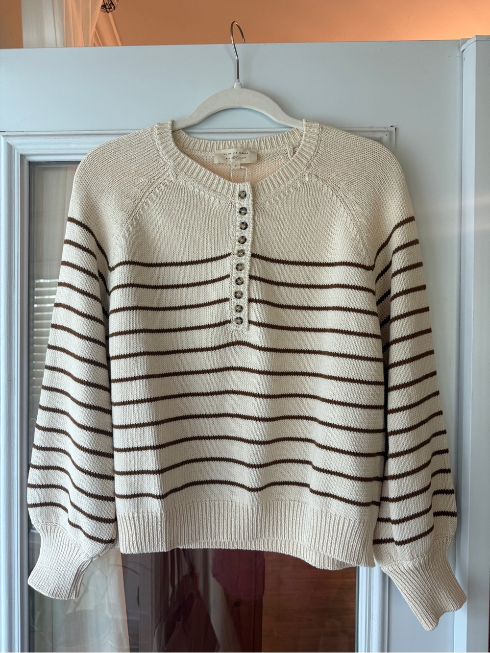 Sezane LÉONTINE JUMPER in Ecru / Brown